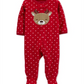 Carter's Baby Girl's Reindeer Zip Fleece Sleep & Play Print Red Size 6MOS