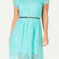 NY Collection Women's Lace Fit & Flare Dress Blue Size Petite Small