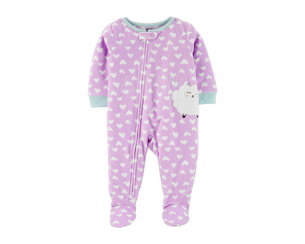 Carter's Girls' Footies PRINT Sheep Heart Microfleece Footie Infant Purple Size 2T