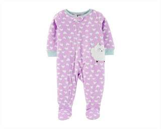 Carter's Girls' Footies PRINT Sheep Heart Microfleece Footie Infant Purple Size 2T