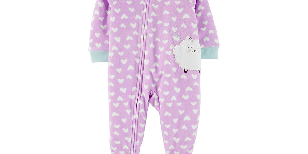 Carter's Girls' Footies PRINT Sheep Heart Microfleece Footie Infant Purple Size 2T