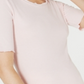 Maison Jules Women's Crewneck Elbow Sleeve Top Pink Size Large