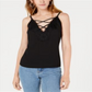 Bar III Women's Lace Trim Crisscross Camisole Black Size X-Small
