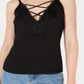 Bar III Women's Lace Trim Crisscross Camisole Black Size X-Small