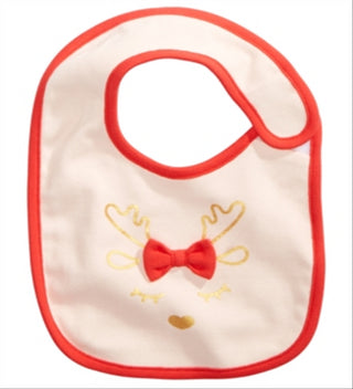 First Impressions Baby Girl's Cotton Reindeer Bib Red Size Regular