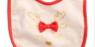 First Impressions Baby Girl's Cotton Reindeer Bib Red Size Regular