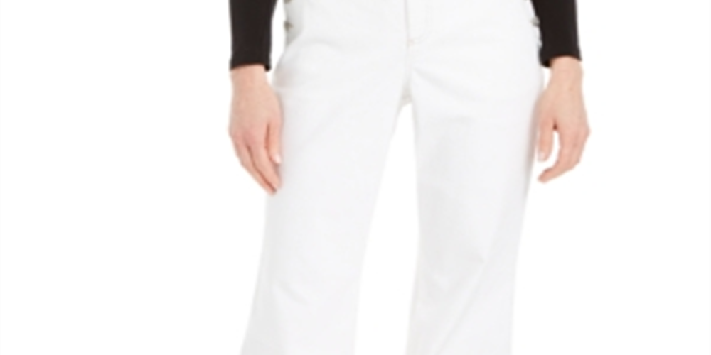 INC International Concepts Women's Curvy Wide Leg Sailor Trouser Jeans White Size 10 S