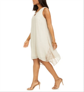 JM Collection Women's Lace Inset Shift Dress Brown Size X-Small