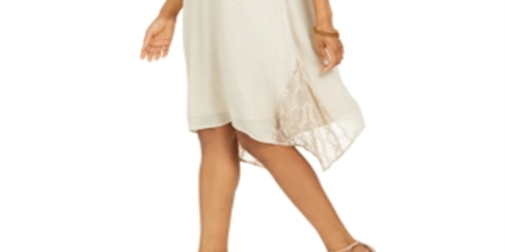 JM Collection Women's Lace Inset Shift Dress Brown Size X-Small