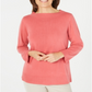 Karen Scott Women's Bateau Neck Long Sleeve Sweater Pink Size X-Small