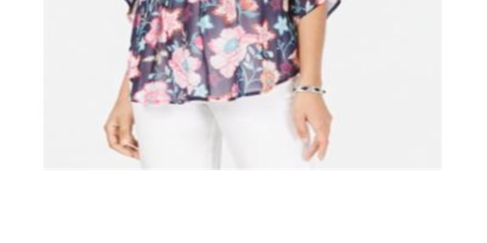 Style & Co Women's Floral Top Blue Size Small