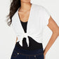 Thalia Sodi Women's Tie Front Bolero Top White Size X-Small