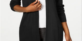 Karen Scott Women's Open Front Cardigan Black Size Medium