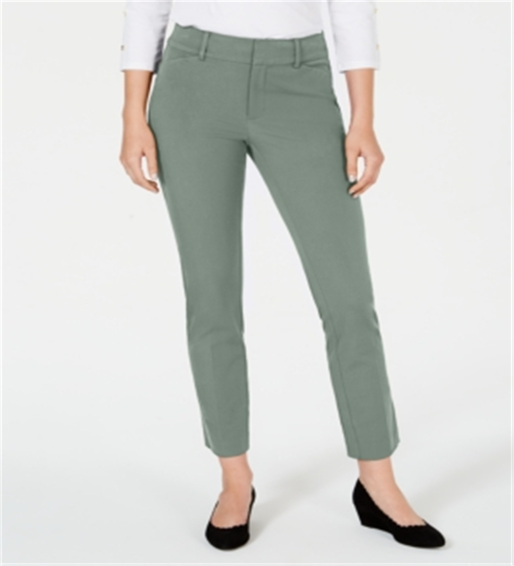 Charter Club Women's Newport Tummy Control Slim Fit Pants Green Size 12