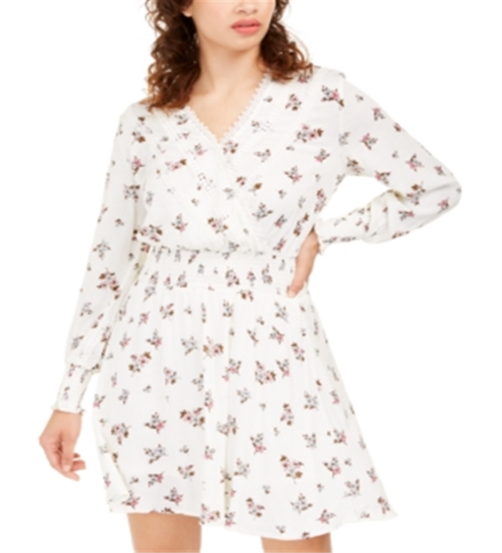 American Rag Junior's Floral Faux Wrap Dress White Size X-Small