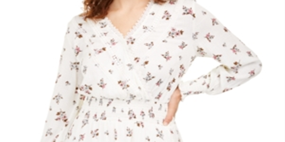 American Rag Junior's Floral Faux Wrap Dress White Size X-Small