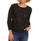 Charter Club Women's Sequined Button Sweater Black Size X-Small