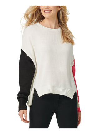 DKNY Women's Long Sleeve Crew Neck Sweater White Size Small