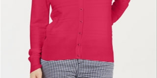 Charter Club Women's Textured Cardigan Red Size X-Small