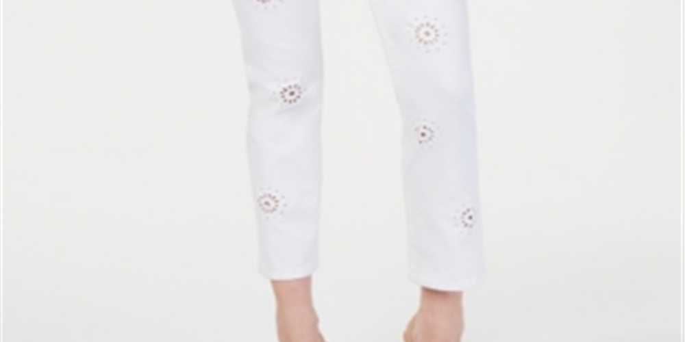 INC International Concepts Women's Eyelet Cropped Curvy Fit Boyfriend Jeans Brown Size 4