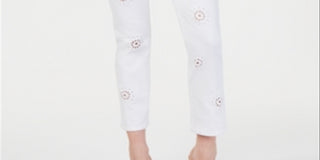 INC International Concepts Women's Eyelet Cropped Curvy Fit Boyfriend Jeans Brown Size 4