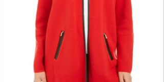 Charter Club Women's Solid Overcoat Jacket Red Size Petite Medium