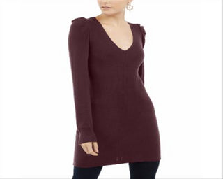 INC International Concepts Women's V Neck Tunic Sweater Red Size Petite S