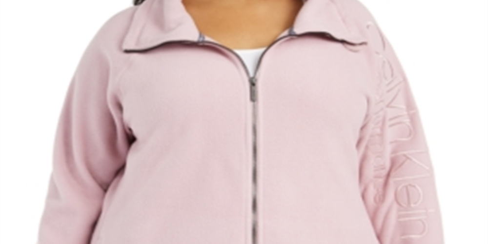 Calvin Klein Women's Mock Neck Logo Sleeve Sweater Pink Size 3X