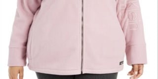 Calvin Klein Women's Mock Neck Logo Sleeve Sweater Pink Size 3X