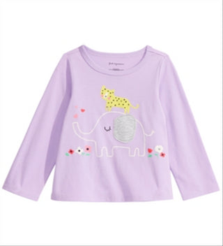 First Impressions Toddler Girl's Long Sleeve Elephant T-Shirt Purple Size 4T