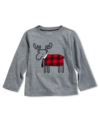 First Impressions Infant Boy's Elk Applique T-Shirt Gray Size 6-9 Months