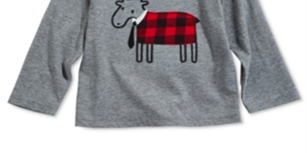 First Impressions Infant Boy's Elk Applique T-Shirt Gray Size 6-9 Months