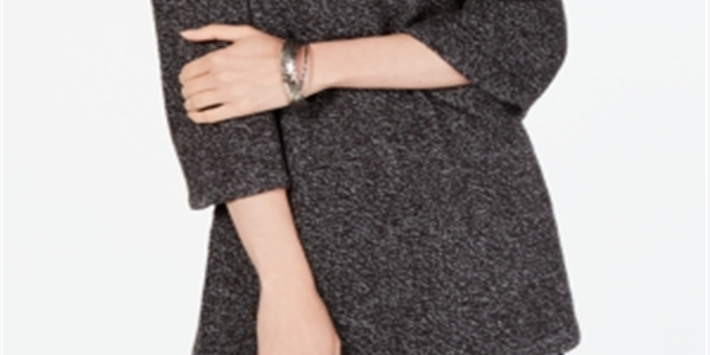 Karen ScottWomen's Cowl Neck 3/4 Sleeve Sweater Black Size Petite S