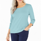 Karen Scott Women's Cotton 3/4 Sleeve Top Blue Size X-Small
