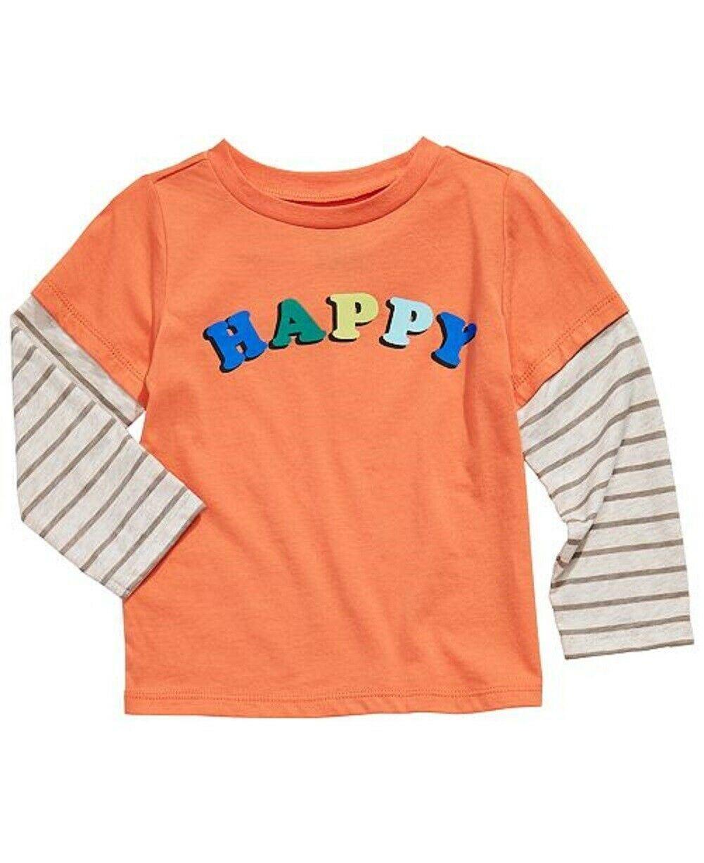 First Impressions Baby Boy's Happy Layered Look T-Shirt Long Sleeves Orange Size 3-6 Months