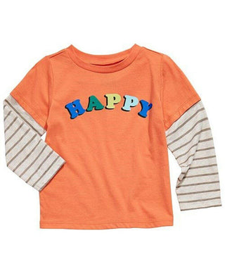 First Impressions Baby Boy's Happy Layered Look T-Shirt Long Sleeves Orange Size 3-6 Months