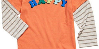First Impressions Baby Boy's Happy Layered Look T-Shirt Long Sleeves Orange Size 3-6 Months