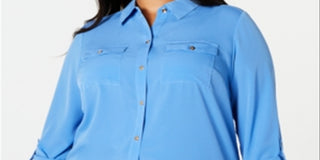 Charter Club Women's Button Front Shirt Blue Size 3X