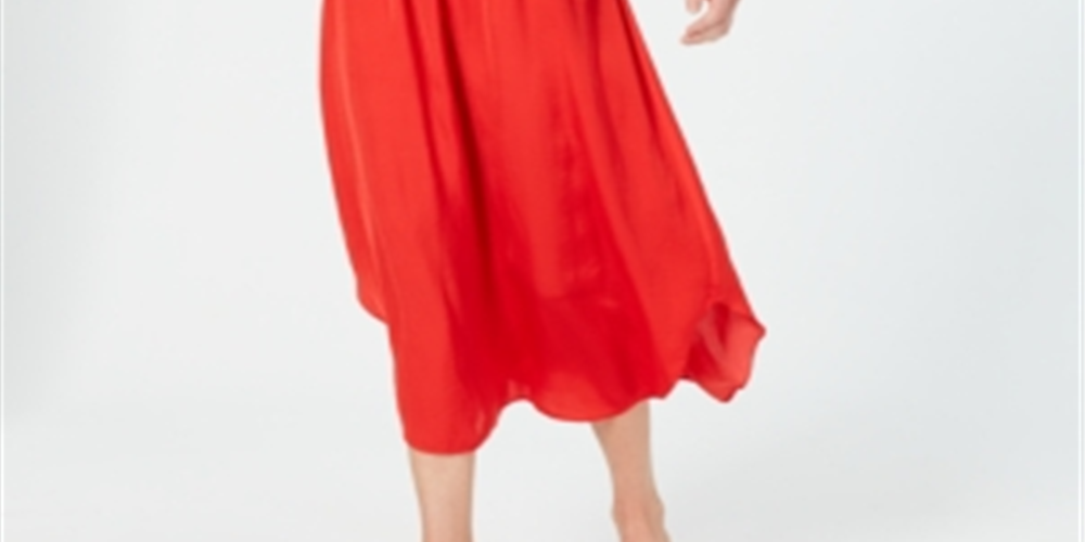 Alfani Women's Smocked Waist Midi Dress Red Size Petite XL