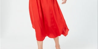 Alfani Women's Smocked Waist Midi Dress Red Size Petite XL