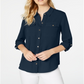 Charter Club Women's Two Pocket Shirt Blue Size Small