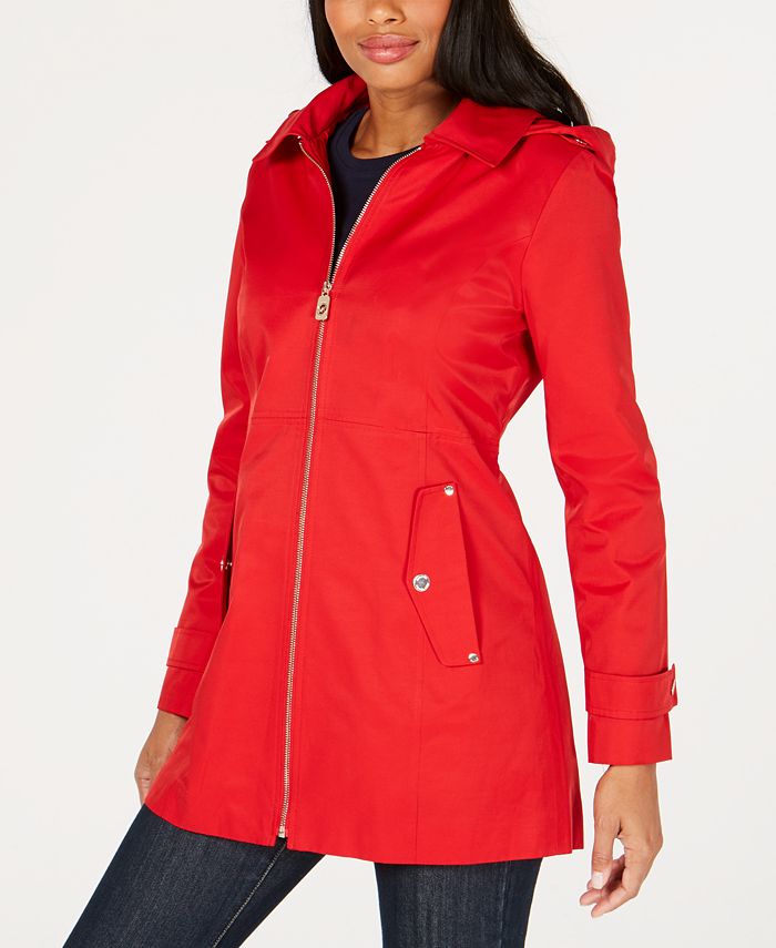 Michael Kors Women's Hooded Raincoat Red Size Petite XS