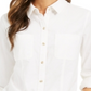 Charter Club Women's Button Down Cotton Corduroy Shirt White Size Petite Medium