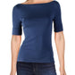 Ralph Lauren Women's Judy Elbow Sleeve Boat Neck T-Shirt Blue Size Petite XS