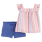 Carter's Girl's 2 Piece Striped Shirt and Short Set Blue Size 12M
