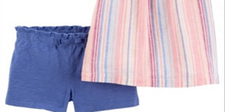 Carter's Girl's 2 Piece Striped Shirt and Short Set Blue Size 12M