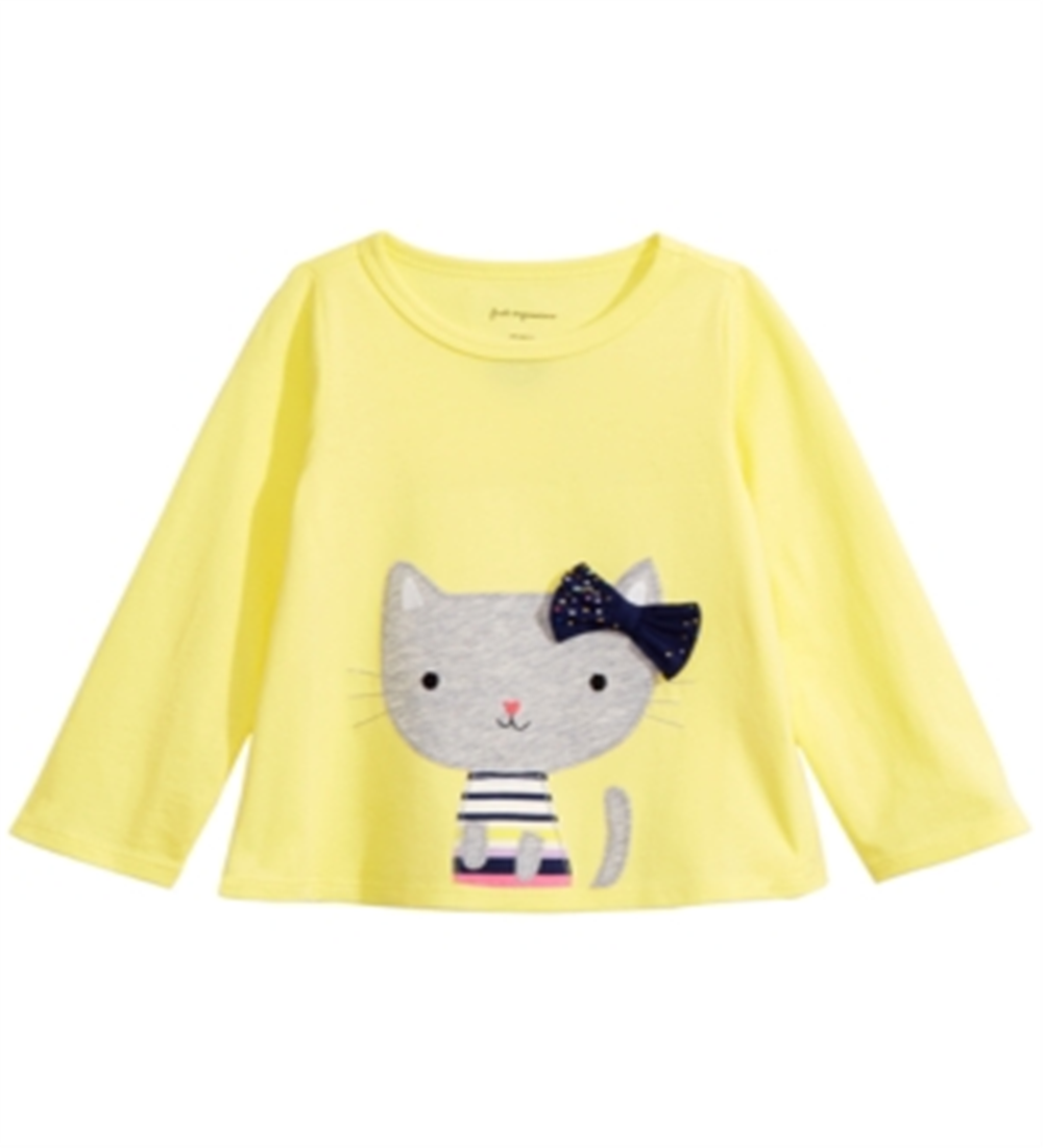 First Impressions Baby Girl's Cat Print T-Shirt Yellow Size 6-9 Months