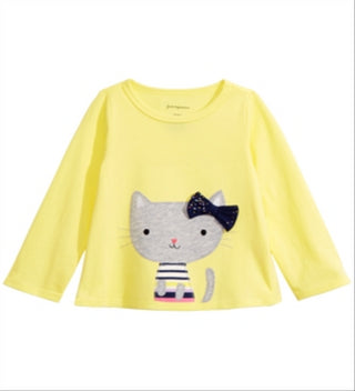 First Impressions Baby Girl's Cat Print T-Shirt Yellow Size 6-9 Months