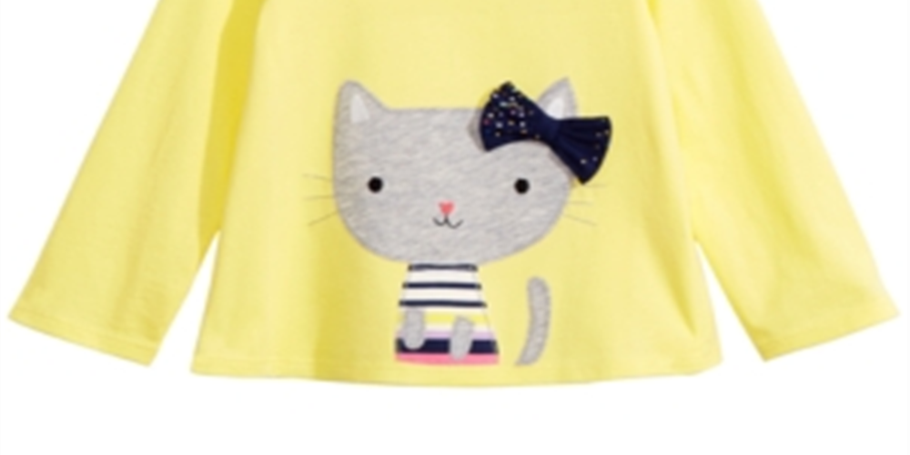 First Impressions Baby Girl's Cat Print T-Shirt Yellow Size 6-9 Months
