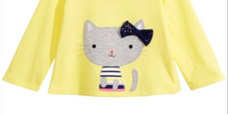 First Impressions Baby Girl's Cat Print T-Shirt Yellow Size 6-9 Months